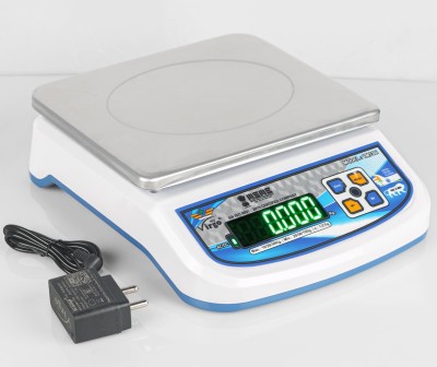 VBR's Group 30Kg Counter Rechargeable Weight Machine with Stainless Steel Top for Shop, Home Weighing Scale(White)