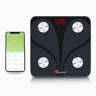 Powermax Fitness BAC-130 Bluetooth Body Fat Scale, BMI, Composition Analyser with SmartPhone App Weighing Scale(Black)