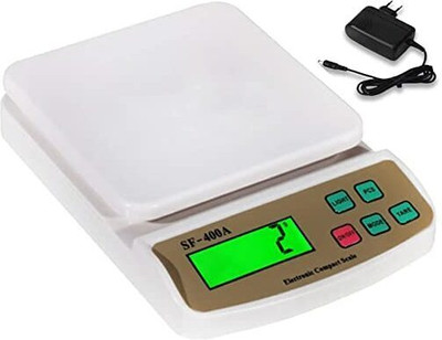 vyog 10Kg Counter Kitchen Weight Machine with Stainless Steel-Top for Shop, Home Weighing Scale(White)