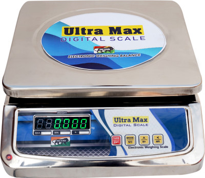 ULTRA MAX Steel Body Digital Weight Machine With Front & Back Display Digital Scale 30 KG Weighing Scale(Silver, Weight Machine Double Sde Display, Weight Machine For Shop)