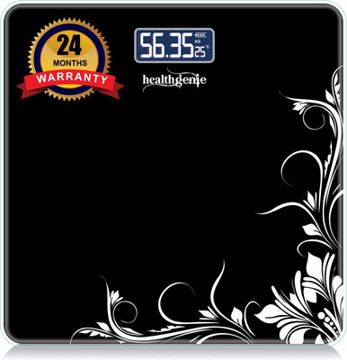 Healthgenie Thick Tempered Glass LCD Display Digital Weighing Scale(Black Pattern)