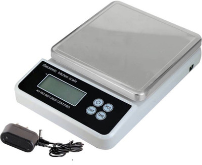 NIVAYO 10Kg Counter Rechargeable Weight Machine with Stainless Steel-Top for Shop, Home Weighing Scale(Silver)