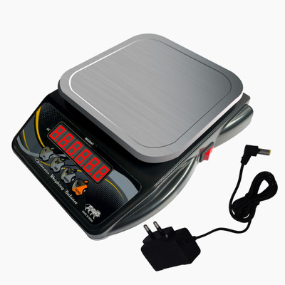 vyog 10Kg Counter Rechargeable Weight Machine With Power Adapter For Shop, Home Weighing Scale(Black & Silver)