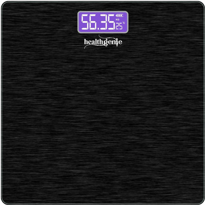 Healthgenie Thick Tempered Glass LCD Display Digital Weighing Scale(Black)