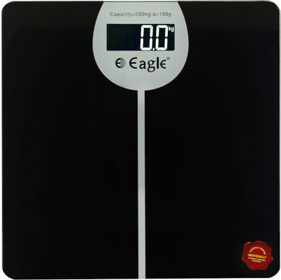 EAGLE Weight Machine for Body Weight Capacity 200 kg,6mm Tempered Glass Black,EEP1006A Weighing Scale(Black)