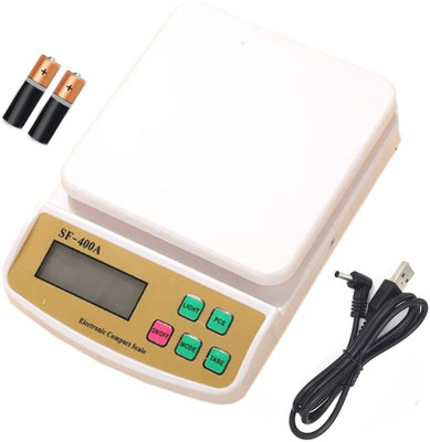 NIBBIN 10Kg Counter Kitchen Weight Machine Compact Digital Scale for Fruits, Vegetables Weighing Scale(White)