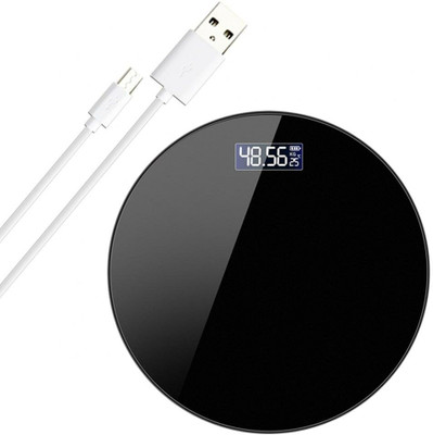 MCP Healthcare Smart Black Body Bathroom Scale Floor Glass USB Port Charging LCD Display Weighing Scale(Black)