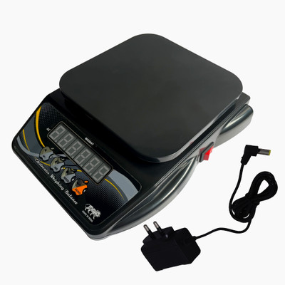 vyog 10Kg Counter Rechargeable Weight Machine with Hard Plastic Top for Shop, Home 10 Weighing Scale(Black)