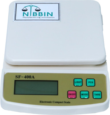 NIBBIN Digital 10kg x 1g Kitchen Scale Multi-purpose weight measuring Machine SF 400A Weighing Scale(White)