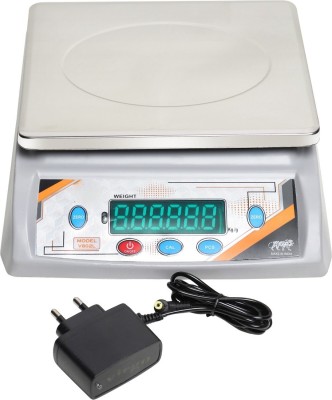 vyog 30Kg Counter Rechargeable Weight Machine with Stainless Steel Top for Shop, Home Weighing Scale(Silver)