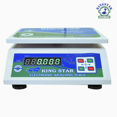 King Star Metal ABS Scale Capacity 30Kg Accuracy 2g Minimum 10g Metal Body Green Display Weighing Scale(White)