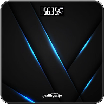 Healthgenie Digital Weight Machine Thick Tempered Glass LCD Display 2+1 Yr extended Warranty Weighing Scale(Sharp Blue)