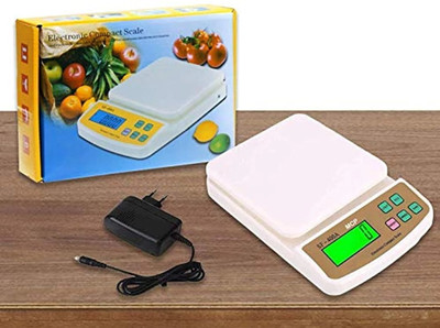 Bravity Portable Electronic Kitchen Digital Weighing Scale with Tare Function+ Adaptor Weighing Scale(White)