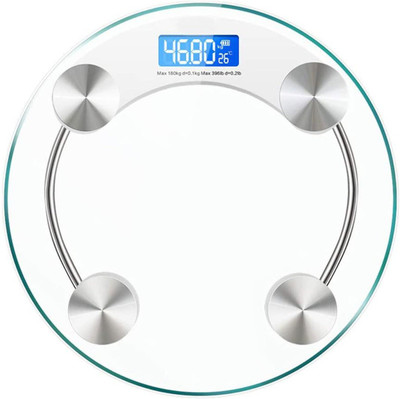 SEE INSIDE 8mm Electronic LCD Display Tempered Glass Digital Weight Scale Capacity - 180kg Weighing Scale(White)