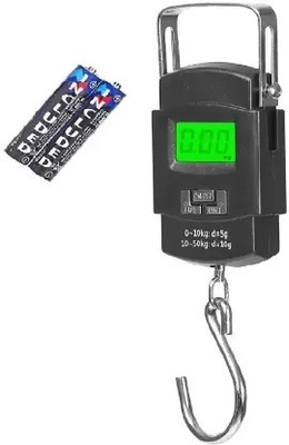 Gezok 50KG PORTABLE HANGING LUGGAGE WEIGHT MACHINE DIGITAL FOR WEIGHING HOUSEHOLD ITEM Weighing Scale(Black, Grey)