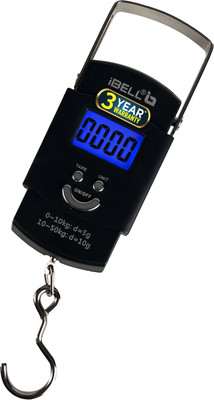 iBELL LS050M Portable Luggage Weight Machine, Digital Display with SS Hook, 50 KG Weighing Scale(Black)