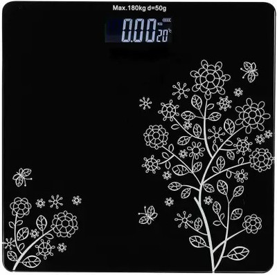 shreeji plus Flora Digital Weight Machine For Body Weight with Thick Tempered Glass Weighing Scale(Black)