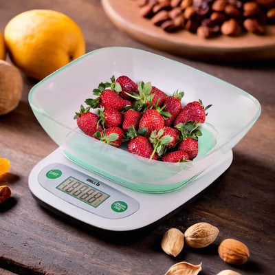iBELL KS502M Food Weighing Scale, 5kg, Tare Function, LCD Display, Portable Kitchen Weighing Scale(White)