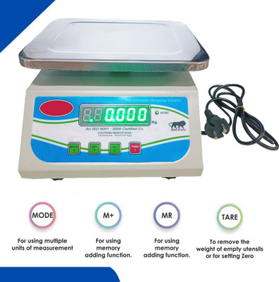 ACU-CHECK Weight Machine for shop 30 kg x 1g Accuracy, Chargeable Front & Back Display SS Weighing Scale(Gray)