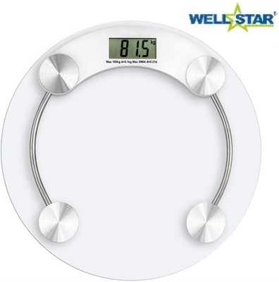Wellstar Digital Glass Weighing Machine Round Personal weighing scale for home use Weighing Scale(Transparent)