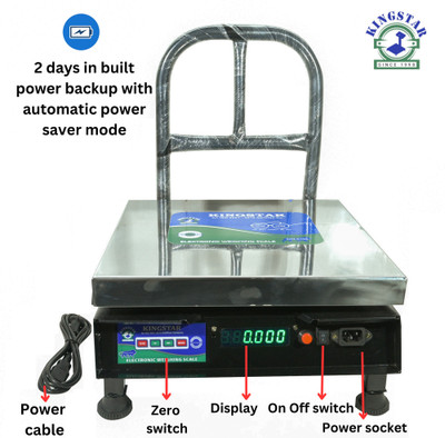 King Star 350X350MM Kitchen Scale Cap.100Kg Acc.10g Min.200g Platform Size 14X14 Inches. Weighing Scale(Black)