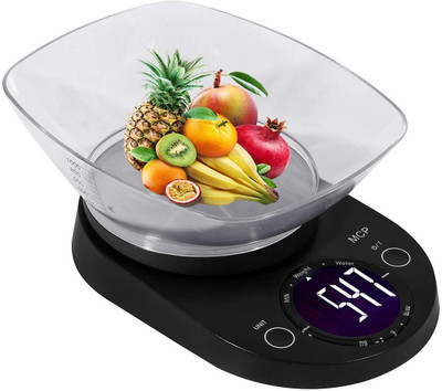 MCP TY3139 Round Display 5kg Bowl Kitchen Scale Stainless Steel Electronic LCD Food Weighing Scale(Black)
