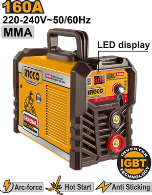 INGCO Inverter MMA Welding Machine, Output Current: 15-160A, IGBT Inverter Technology Inverter Welding Machine