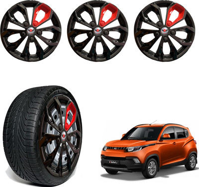 CuboDePlato FuryBlk_redpatch_14In_KUV_100 Wheel Cover For Mahindra KUV 100(14.0 inch)