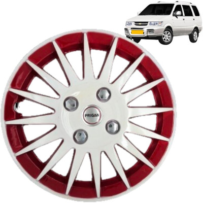 PRIGAN Tavera Camry White Red 15 INCH Wheel Cover For Chevrolet Tavera(15.0 inch)
