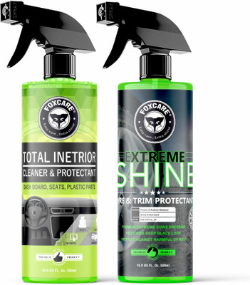 FOXCARE EXTREM SHINE FOR TYRE SHINE +TOTAL INTERIOR CLEANER 1000 ml Wheel Tire Cleaner(Pack of 2)