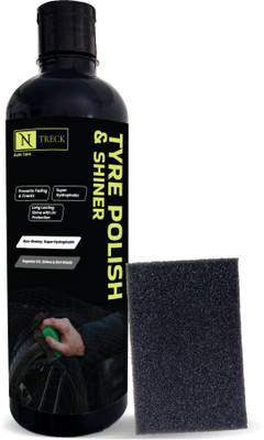 N Treck Type Polish for Car & Bike | Gives Lustrous Dark, Long Lasting Super Black Shine 500 ml Wheel Tire Cleaner(Pack of 1)