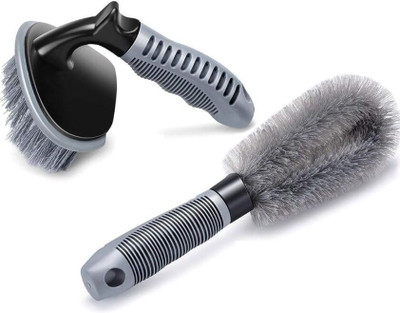 eXarioGadget tyre Cleaning kit (Set of 2) Combo of tyre Brush and Alloy Brush car 2 ml Wheel Tire Cleaner(Pack of 2)
