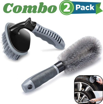 Taveesa Hub Combo of Tyre Cleaning Brush and Alloy Brush for Cleaning Car Wheel 1 ml Wheel Tire Cleaner(Pack of 2)