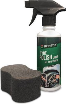 REMTOX Bike & Car Tyre Polish Spray Extreme Black Tyre Shine with spounge 250 ml Wheel Tire Cleaner(Pack of 1)