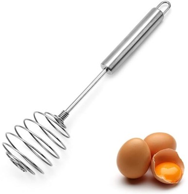 Spatlus Stainless Steel Spring Egg Beater Whisks Hand Push Egg Whisk Stainless Steel Spiral Whisk