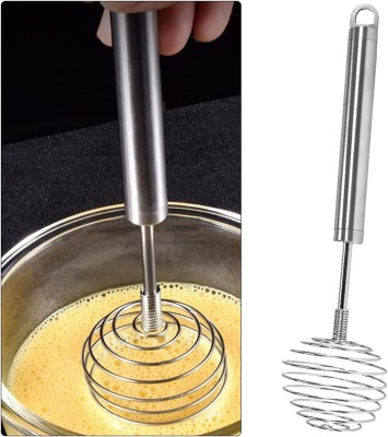 SEASPIRIT Stainless Steel Spring Egg Beater Whisks Hand Push Egg Whisk Stainless Steel Spiral Whisk(Pack of 2)