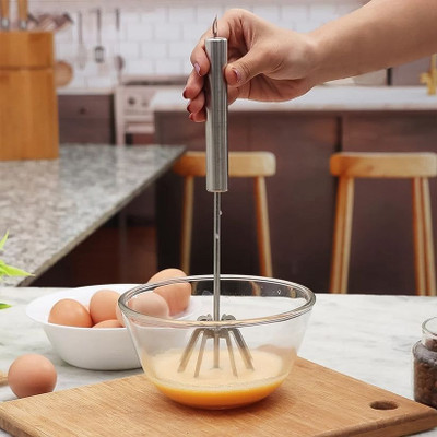DeoDap Stainless Steel Mixi Hand Blender | Manual Egg Beater | Lassi & Buttermilk Maker Stainless Steel Cage Whisk