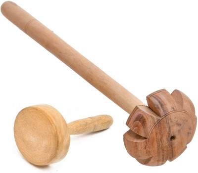 Shine Shopping Wooden Mathani, Mixer,Hand Blender(Saag/Dal/Lassi Ghotni) Kitchen Tool Set Wood Spiral Whisk(Pack of 2)
