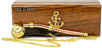 Neo Classic Elegant Brass and Copper Whistle – Classic Design, Perfect Sound Squeeze Whistle(Gold, Brown, Pack of 1)