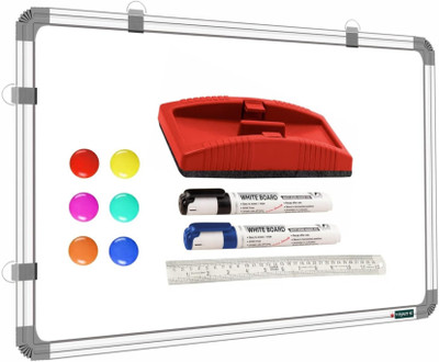 DeskFlex Magnetic 1.5x2 Ft Magnetic Dry Erase Whiteboard, 6 Magnet, 2 Marker,30cm Scale & 1 Duster Whiteboards and Duster Combos(White)