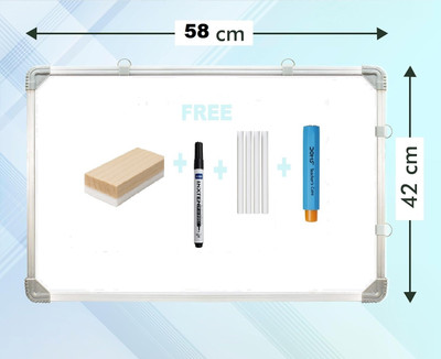 Preha The Smart Choice Non Magnetic Wooden Melamine Alloy Steel 1.5x2 Feet White Board WITH Duster, Marker, Chalk, Chalk Holder Whiteboards and Duster Combos(White, Green)