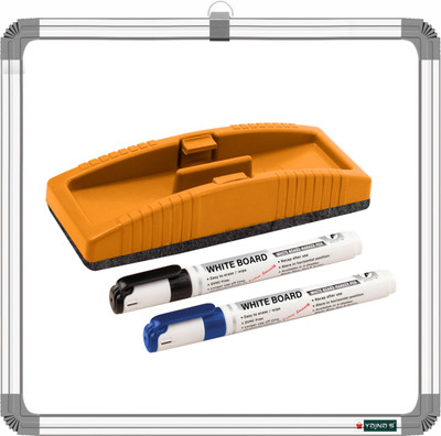 SRIRATNA Non Magnetic 28x28 CM Double Sided Whiteboard & Green Board With 2 Marker & 1 Duster Combo Whiteboards and Duster Combos(White, Green)