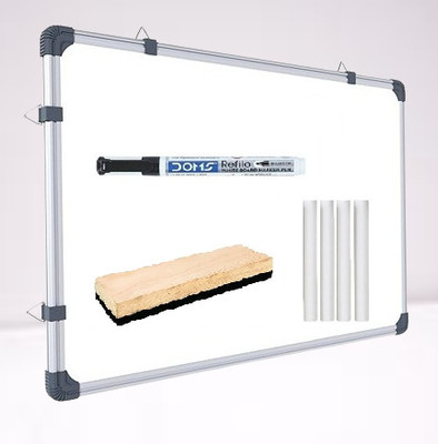 Preha The Smart Choice Non Magnetic Wooden Melamine 1x1.5 ft. Double-Sided Slate Combo 1 Slate+1 Wooden Duster+1 Marker+10 Pcs Chalk Whiteboards and Duster Combos(Set of: 4, White, Green)