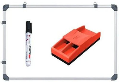 Devew Non Magnetic White Board Plastic Duster Melamine 1.5x2 feet, Writing Whiteboard Combo of 3 Item Whiteboards,Duster,Marker Whiteboards(Set of: 3, White)