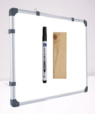 Preha The Smart Choice Non Magnetic Wooden Melamine 1.5x2 Feet WhiteBoard with marker,duster for Office Whiteboards and Duster Combos(White, Green)