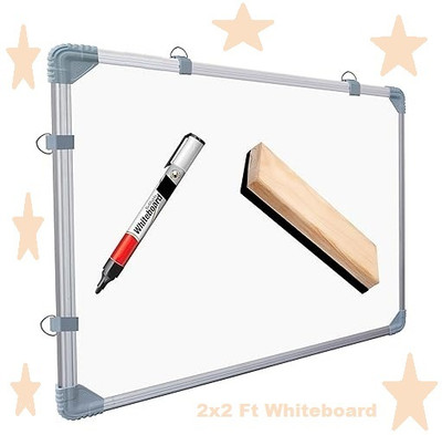 Preha The Smart Choice Non Magnetic Wooden Duster 2x2 ft Double-Sided White Board and Chalkboard Combo Whiteboards and Duster Combos(White)