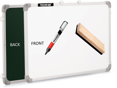 Techfab Non Magnetic Regular Whiteboard 2X3 ft one Side White Marker and Reverse Side Chalk Board Surface with 1 Marker and 1 Duster Whiteboards and Duster Combos(White)