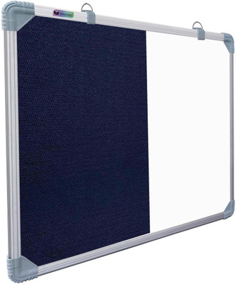 Eduway Non Magnetic 2x2 ft.Combination Board Whiteboard + Blue Notice Board with Duster, Marker, 30 Push up Notice Pins for Home, Office & School, Aluminium Frame (60x60 Cms) Whiteboards and Duster Combos(White, Blue)