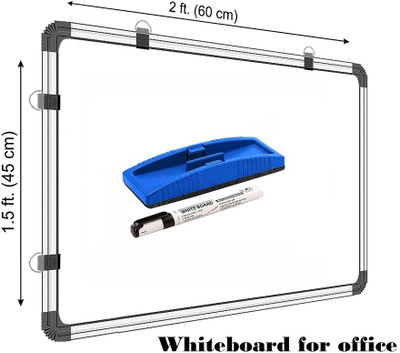 Viprax Regular Melamine Herman Non-magnetic 1.5*2 Feet Whiteboard (45 cm x 60 cm) With Marker, Duster Whiteboards and Duster Combos(White, Green)