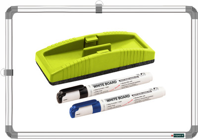 ShelfKing Non Magnetic 1x1.5 Feet Double Sided White Board & Green Chalk board With Duster & 2 Marker Whiteboards and Duster Combos(White, Green)